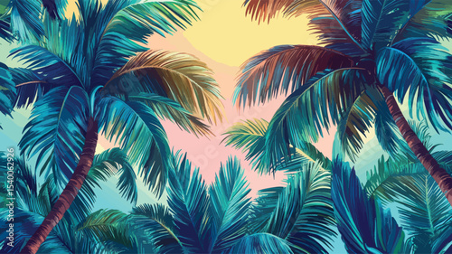  Blue Jungle Leaves in Abstract Art