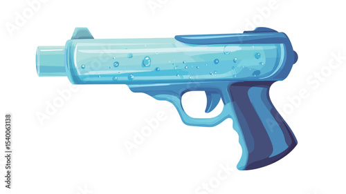 Digital rendering of a semi-automatic pistol. The pistol is light blue with darker blue accents on the grip and slide. It appears to be made of plastic and is presented against a plain white