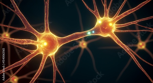 Microscopic View of Neuron Connections Brain Cell Communication