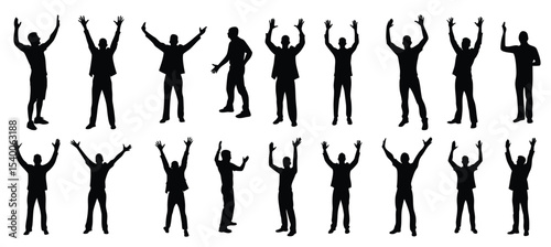 silhouettes celebrating men