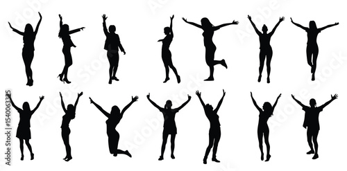 Silhouettes happy women vector illustration