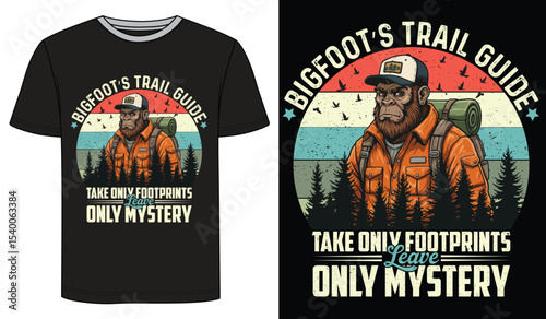 Bigfoot's Trail Guide _ Bigfoot Hiking Funny T Shirt Design Vector 