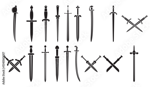 silhouettes swords vector design