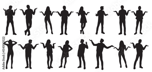  silhouettes wondering person vector illustration