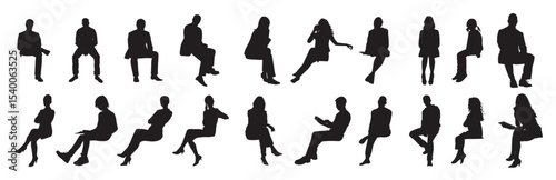  sitting silhouettes vector
