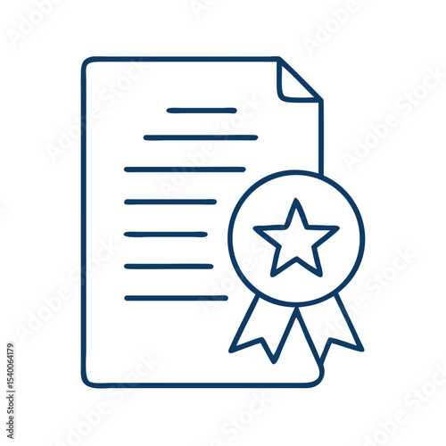 Achievement Certificate Icon Featuring Seal and Star for Corporate Recognition of Workplace Success