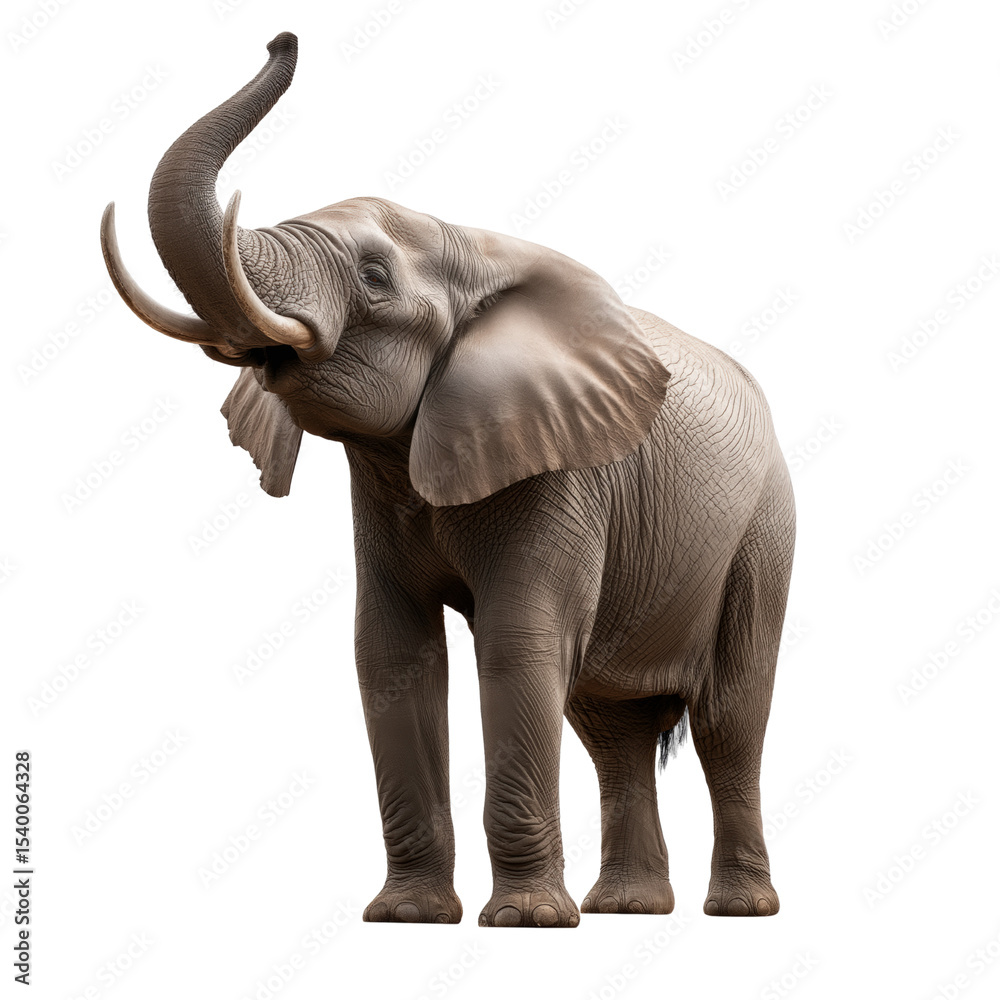 Obraz premium Majestic Elephant A Detailed Overview of the Iconic Wildlife Species on isolated background, generative ai