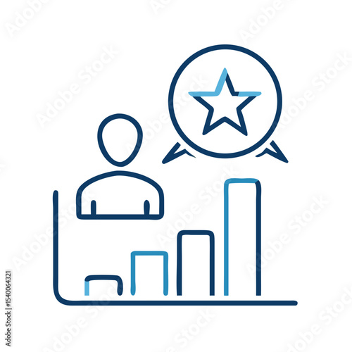 Best Manager Award Icon Featuring Person, Star, and Bar Chart for Corporate Recognition of Leadership