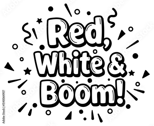This bold graphic design features a fun and eye-catching comic-book style font. with exploding graphic elements. perfect for use on t-shirts. posters. or other creative merchandising.