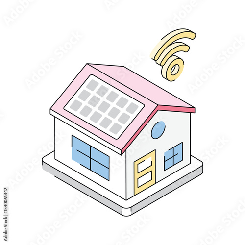 Trendy isometric icon of smart house with signals