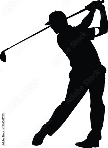 Silhouette of a golfer in midswing, capturing the essence of the sport