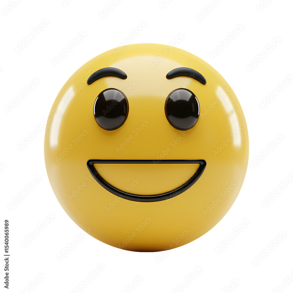 Fototapeta premium 3D Render of a Smiling Yellow Emoji isolated on transparent bacckground