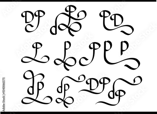 Modern PD Calligraphy: Overlapped P & D Alphabet Logo Design, Luxury DP Monogram Logo