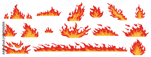 cartoon fire red flame differently curved burning different directions intensity bonfires fiery bord cartoon fire red flame differently curved burning different directions intensity bonfires fiery