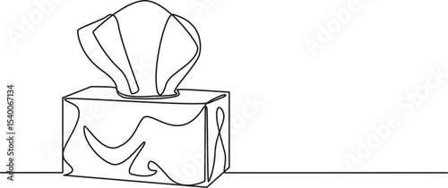 Continuous one line Tissue box, single line drawing, Vector Illustration