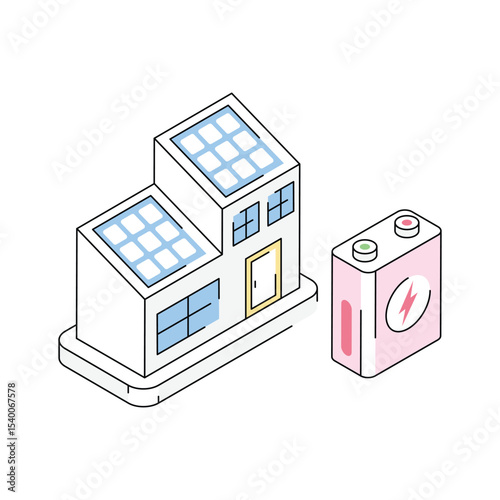 Get a glimpse of this isometric icon of eco house