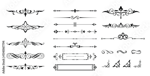 set retro decorative page dividers design elements.