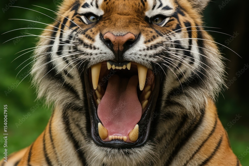 Fototapeta premium Fierce tiger roaring powerfully.