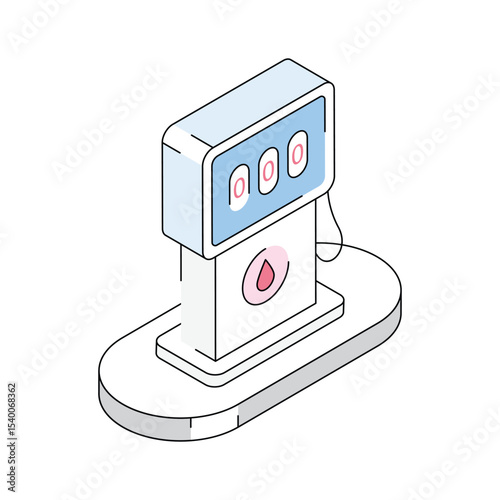 Premium isometric outline icon showing biofuel station