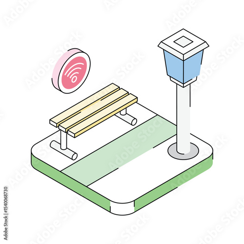 An amazing isometric icon of smart city area