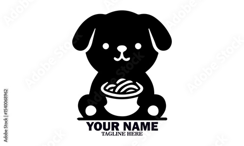 Illustration vector cute dog eating ramen noodles. cute dog eating ramen noodles animal cartoon concept isolated and logo art