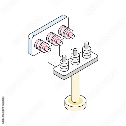 A captivating isometric outline icon of transmission pole