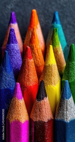 Close-up of colorful pencil tips