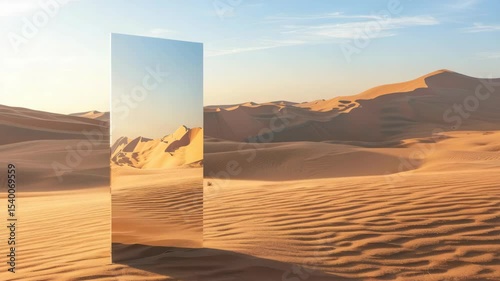 Reflective surface in desert landscape
