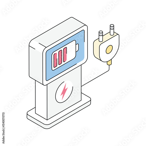 A well designed isometric icon of charging terminal