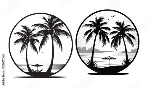 beach chair vector silhouette illustration