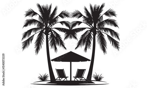beach chair vector silhouette illustration