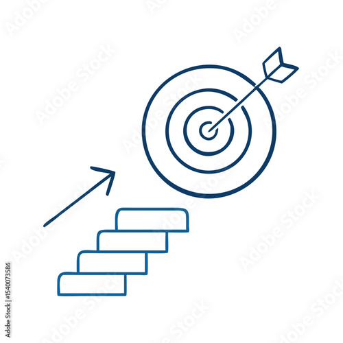 Goal Achievement Icon Featuring Target and Stairs for Corporate Recognition of Success