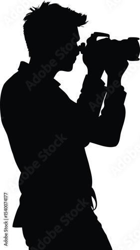 Silhouette of Photographer Focusing with Camera for Capturing a Perfect Moment