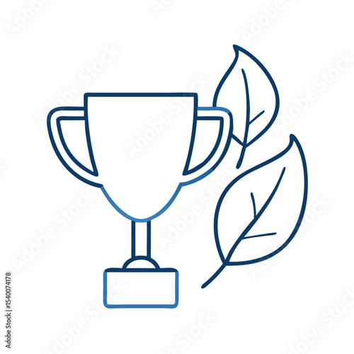 Sustainable Leadership Award Icon Featuring Trophy and Leaves for Corporate Recognition of Environmental Initiatives