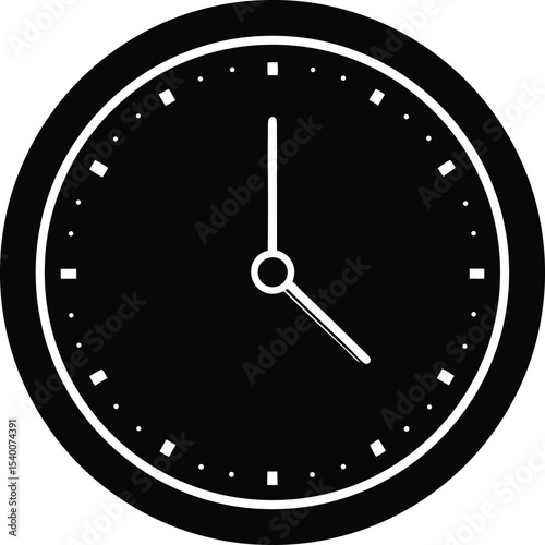 Bold hour and minute hand wall clock vector silhouette