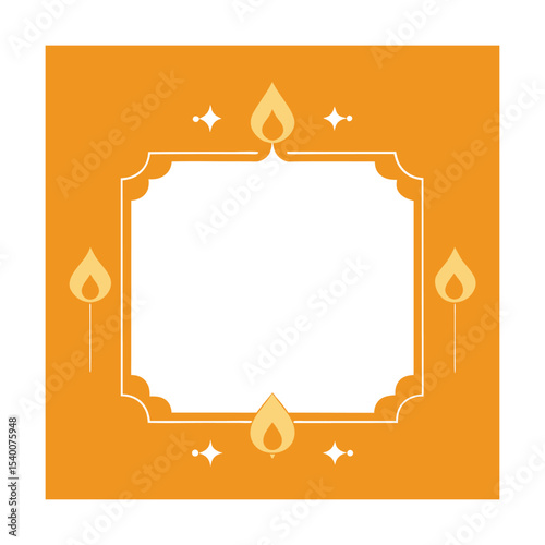 Festive diwali celebration design with illuminated flames and traditional decorative frame