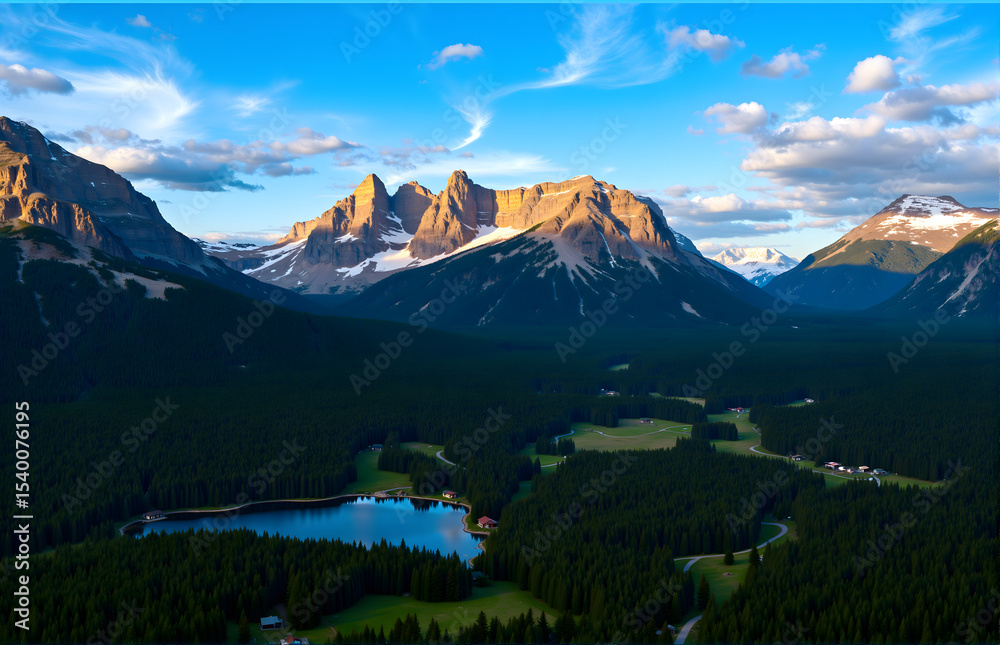 Fototapeta premium Natural Scenery of Mountains, Lakes and Forests