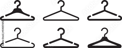 Six different types of clothes hangers icon set