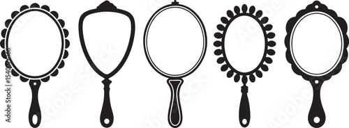Five vintage hand mirrors silhouette set