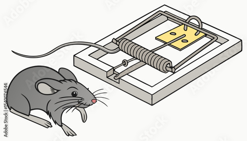 Ingenious design of a mouse trap for effective pest control in residential spaces, a simple mechanism designed to catch mice efficiently using cheese as bait while ensuring humane treatment           