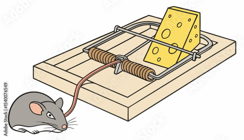 Ingenious design of a mouse trap for effective pest control in residential spaces, a simple mechanism designed to catch mice efficiently using cheese as bait while ensuring humane treatment           