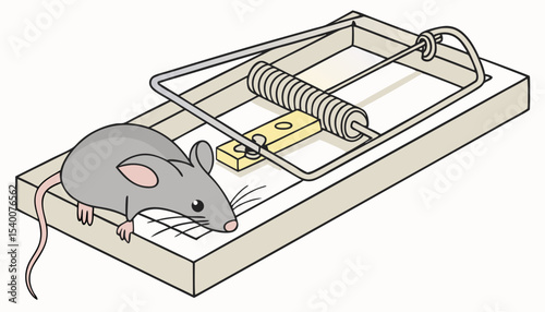 Ingenious design of a mouse trap for effective pest control in residential spaces, a simple mechanism designed to catch mice efficiently using cheese as bait while ensuring humane treatment           