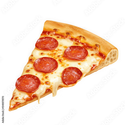 Pepperoni pizza slice isolated on transparent background