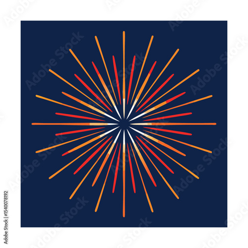Colorful bursting fireworks illustration on a dark blue background perfect for celebrations