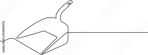 Continuous one line art dustpan vector illustration. simple hand drawn and sketch style. for icons, symbols, signs or logos, Cleaning dustpan and brush in continuous one line art