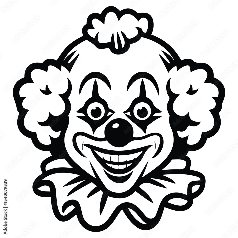 Obraz premium Monochrome clown face vector isolated white background