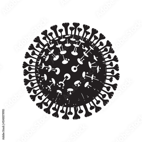 Microscopic View of a Virus Black and White Illustration