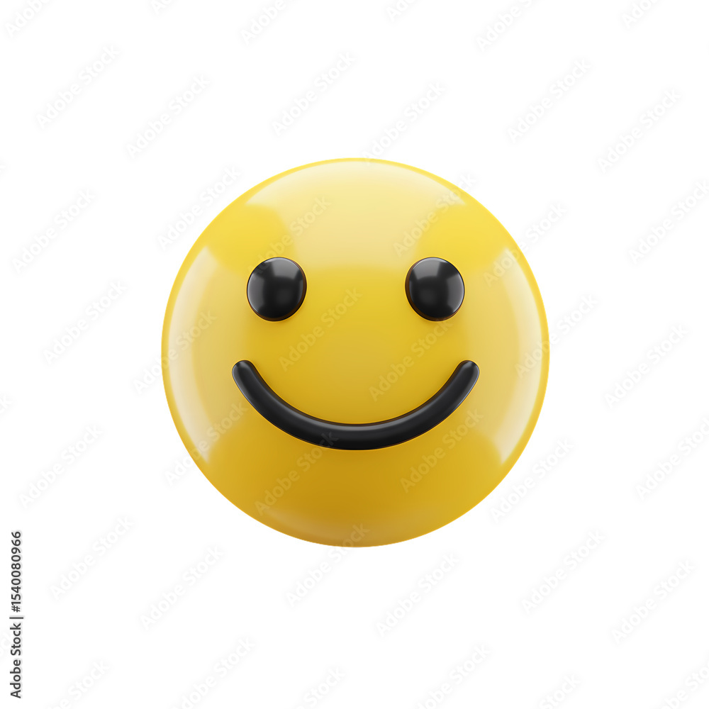 Fototapeta premium A 3D Render of a Simple Smiling Yellow Emoji isolated on transparent bacckground