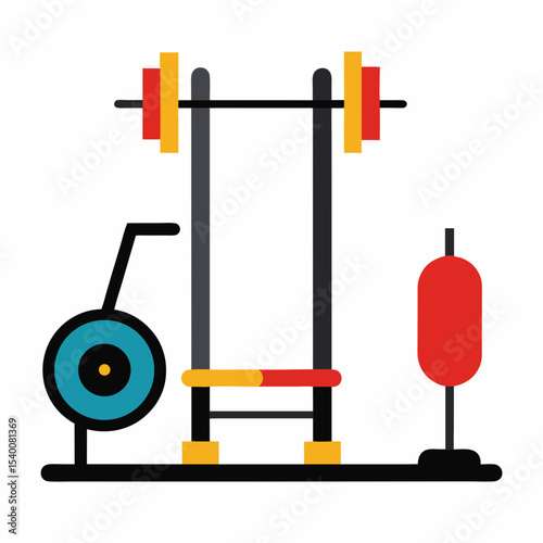 Gym Equipment Vector | Generative AI & Linocut Silhouette Design