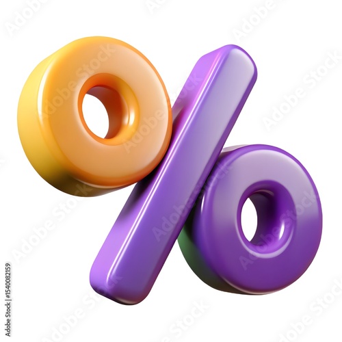 Colorful 3d rendered percentage symbol for sales and discounts